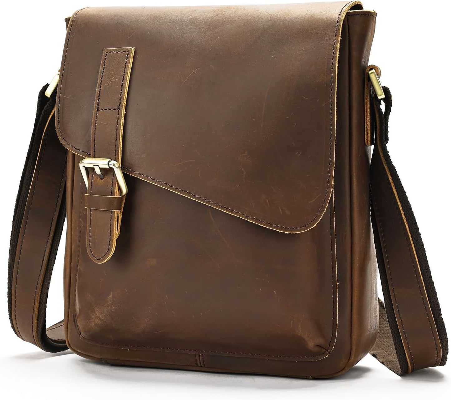 Men Leather Messenger Bag Vintage Working Shoulder Crossbody Bags Purse Daypack Handbags for Women Gift