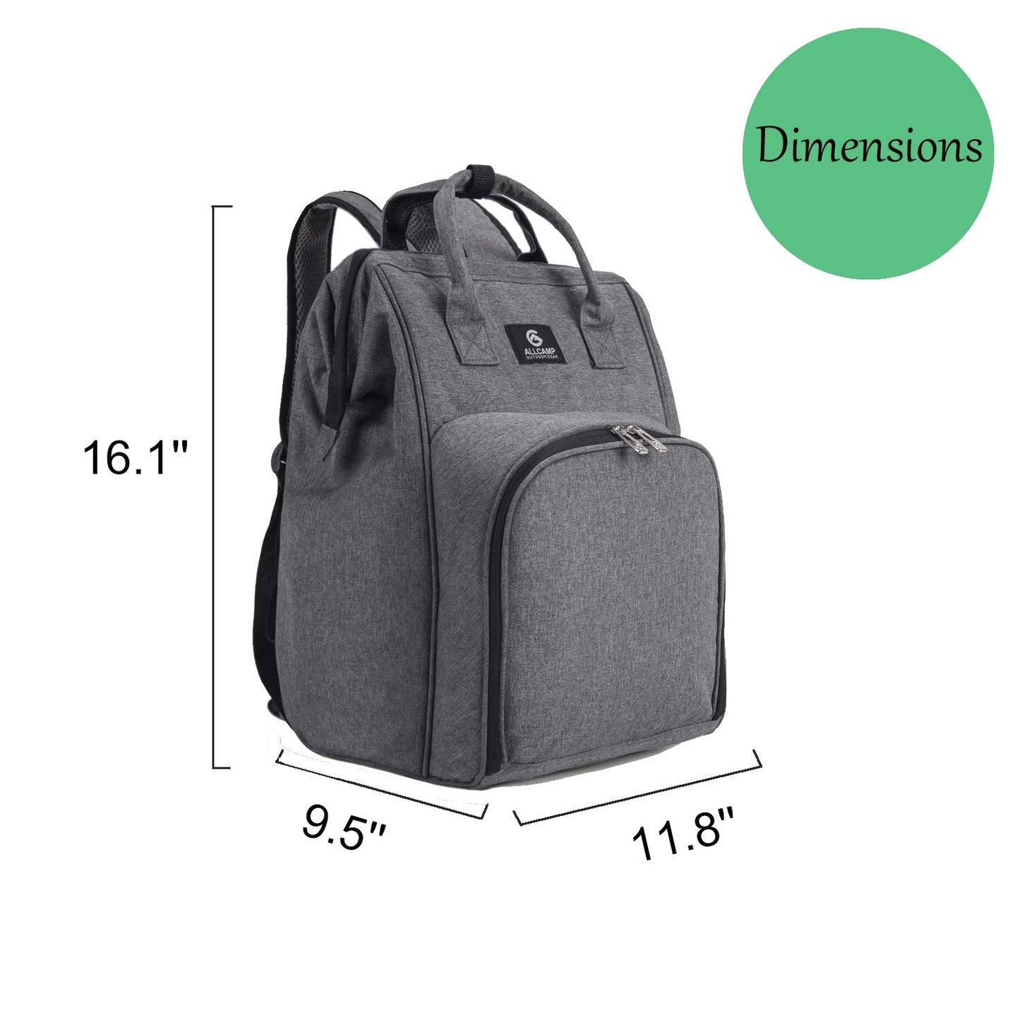 ALLCAMP Picnic Backpack, 2-Person Set with Blanket and Wine Holder, Gray