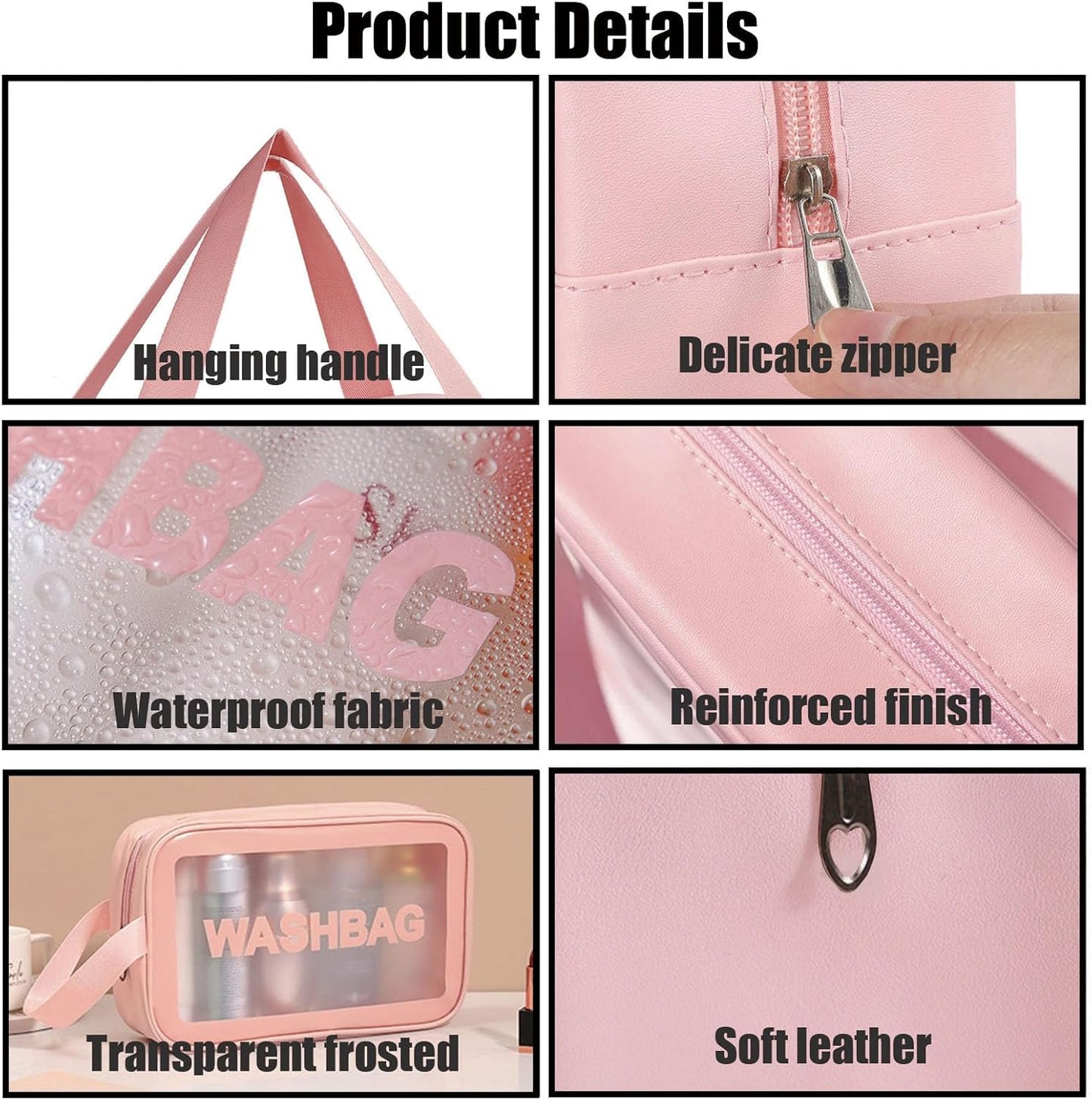 Clear Travel Bags for Toiletries,3 Pack Toiletry Bag,Matte Translucent Toiletry Bag,Makeup Bag With