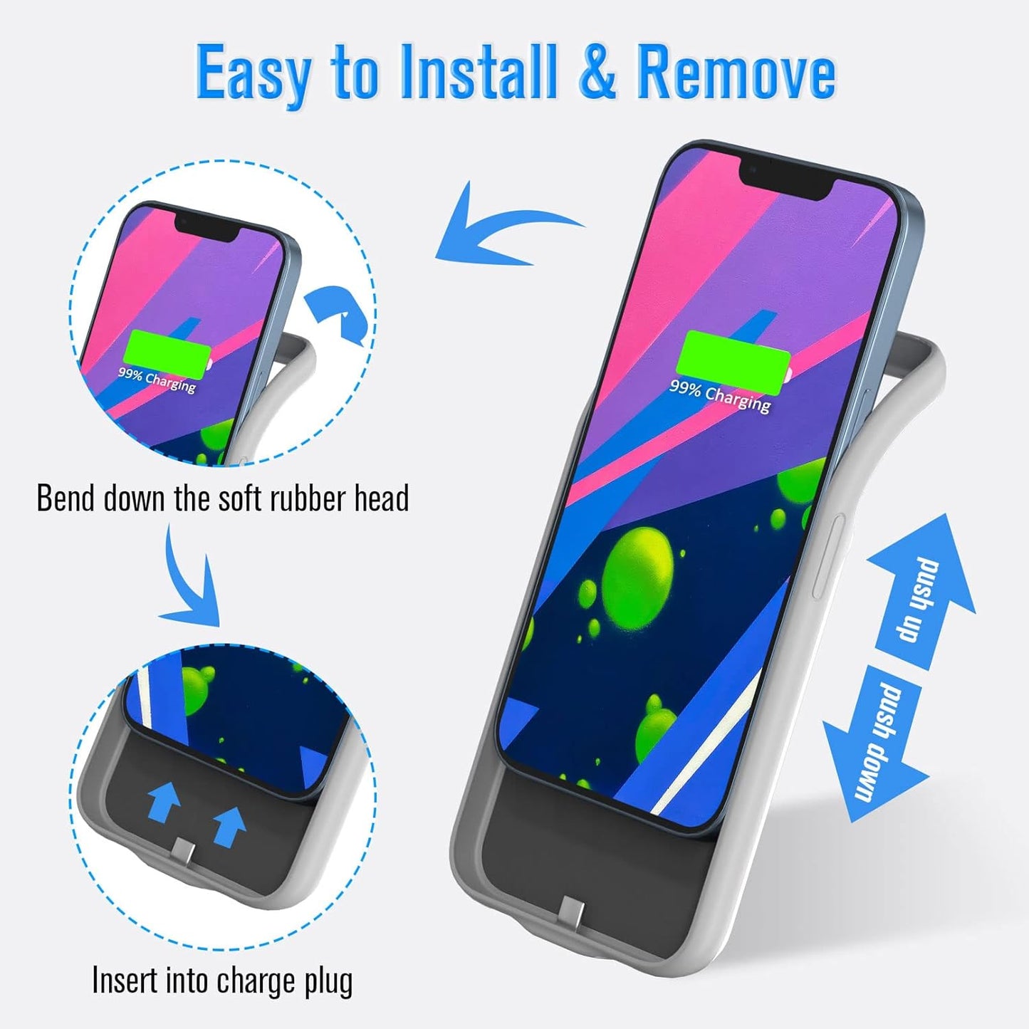 Gladgogo Battery Case for iPhone 13, Real 6000mAh Powerful Smart Charging Case Ultra Slim Rechargable External Battery Pack Compatible with 13, 6.1 inch - White