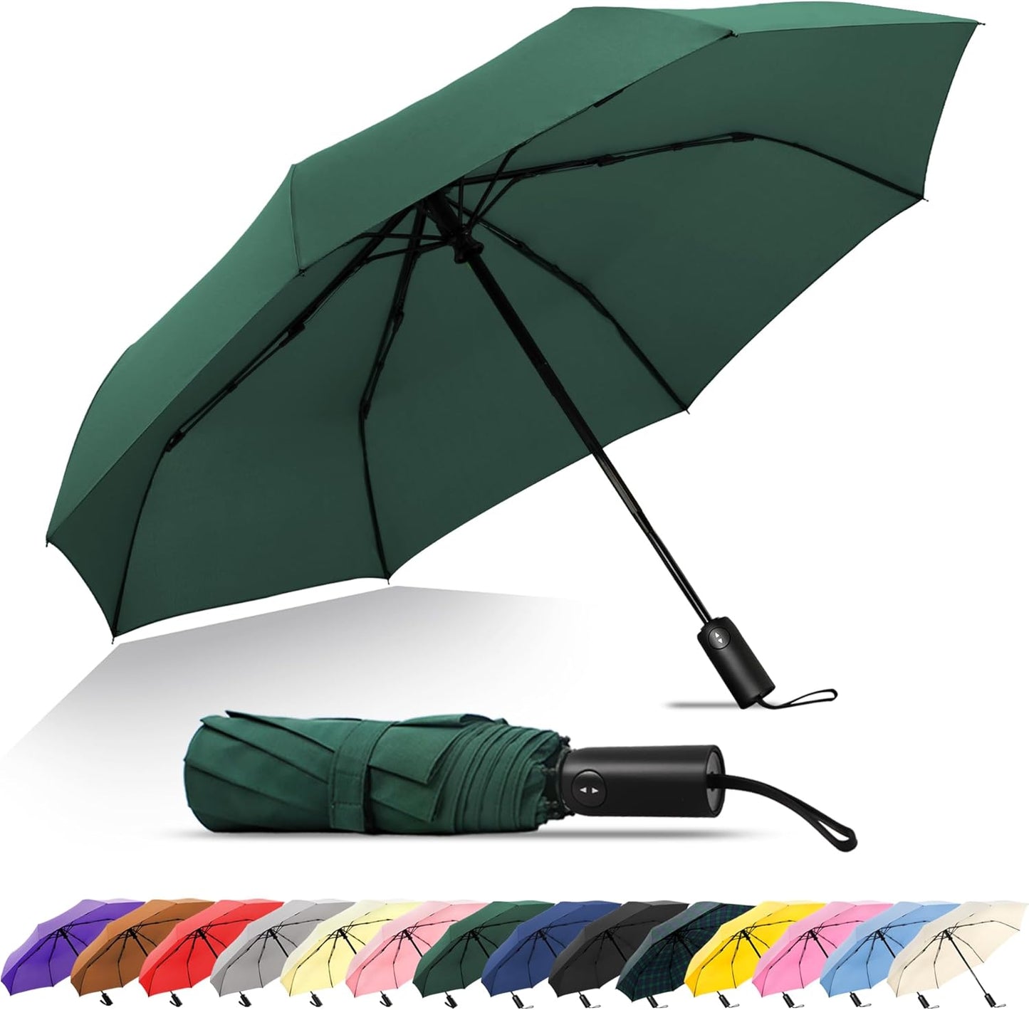 SoulRain Travel Umbrella - Compact Umbrella for Rain - Perfect Large Auto Folding Umbrella - Ideal Car umbrella, Small umbrella, and Travel Companion