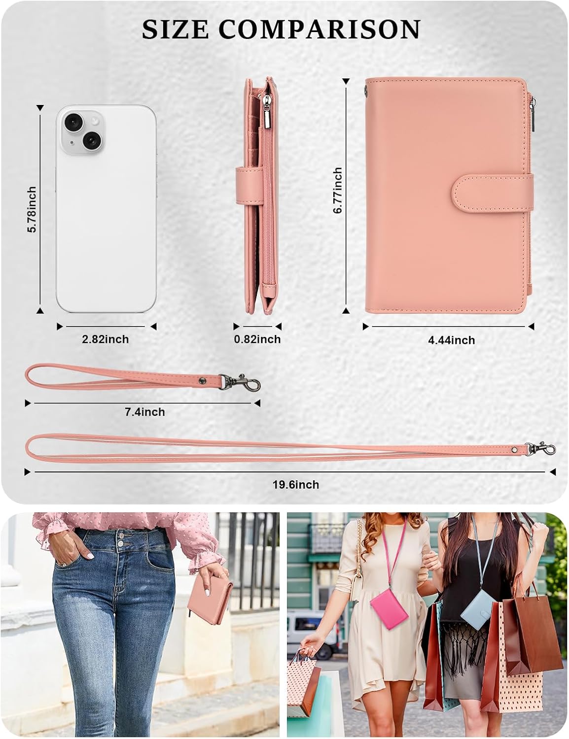 RFID Passport Holder for Women/Men Travel Gift, Large Capacity Passport Wallet, Family Travel Documents Organizer with Card/Airtag Slots, Zipper coin pocket, Cash Holder Passport Cover Case(Baby Pink)