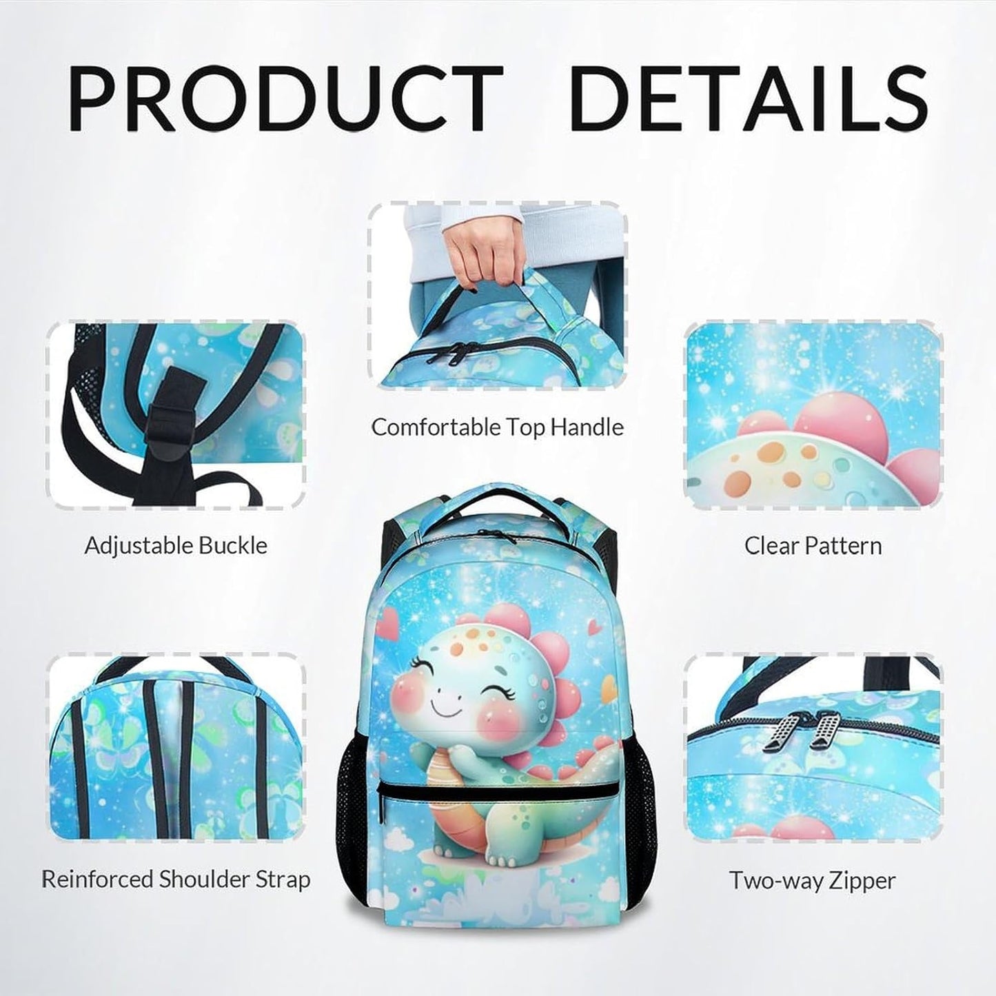 School Bag for Girls - Dinosaur Backpack for Kids Child - Cute Back to School Gifts - 17 Inch Toddler Bookbag Essentials for Elementary Kindergarten