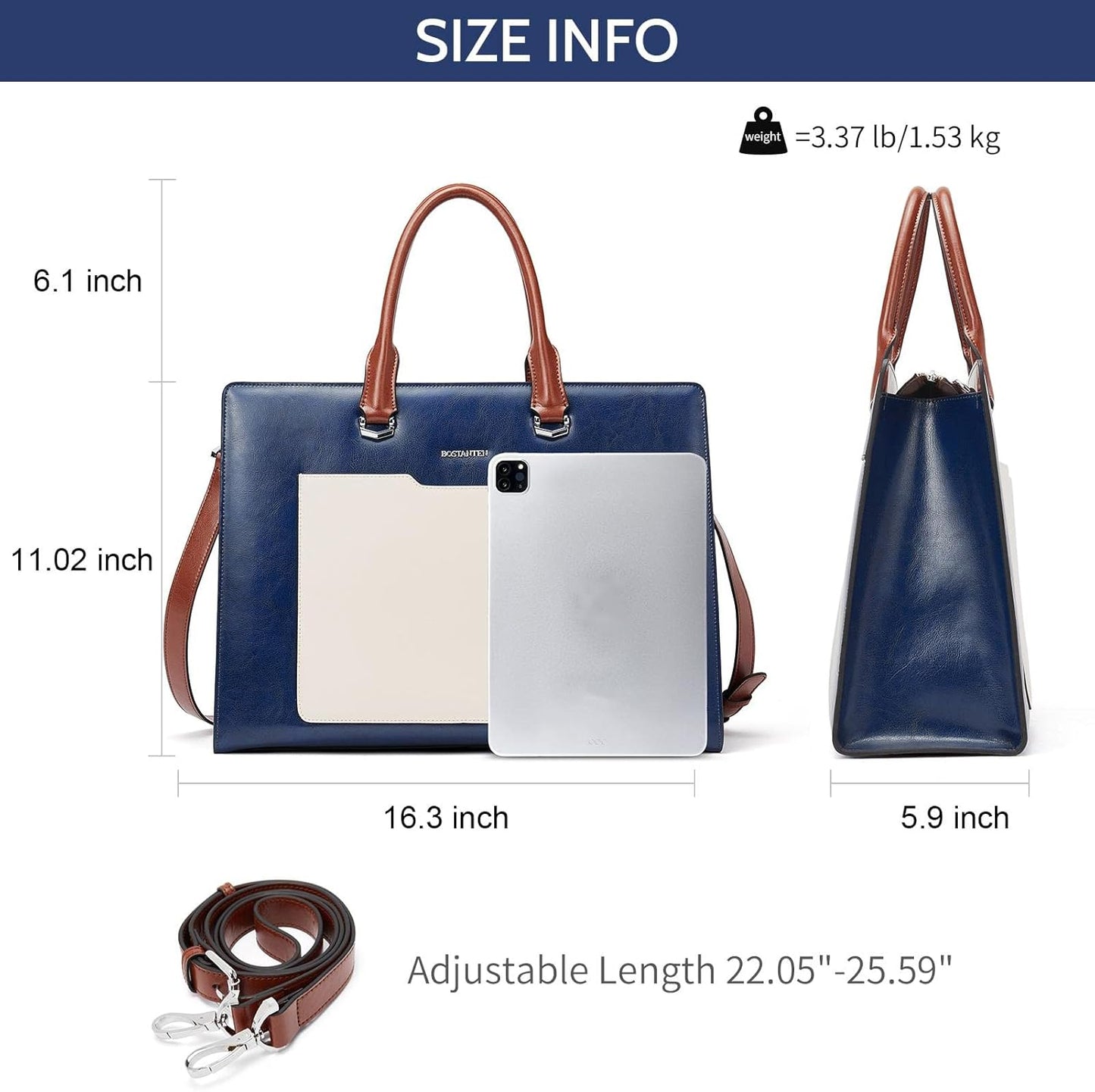 BOSTANTEN Briefcase for Women 15.6 Inch Genuine Leather Laptop Briefcase Shoulder Work Tote Bag Purse