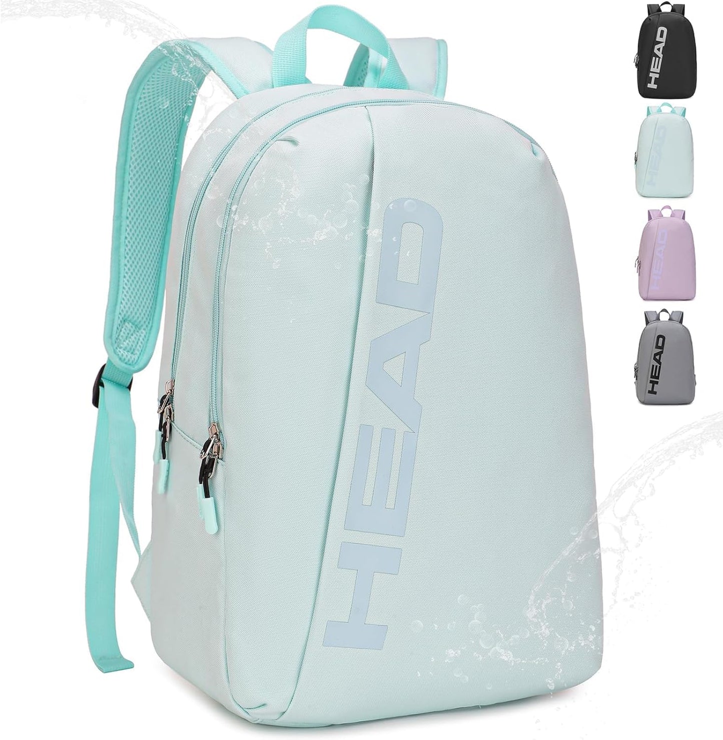 HEAD Waterproof Sports Gym Backpack for Women & Men, Large Casual Daypack Travel Backpacks for College/Weekender Overnight/Work/Fitness, 15.6 inch Laptop Backpack Lightweight Computer Bag Notebook Bag