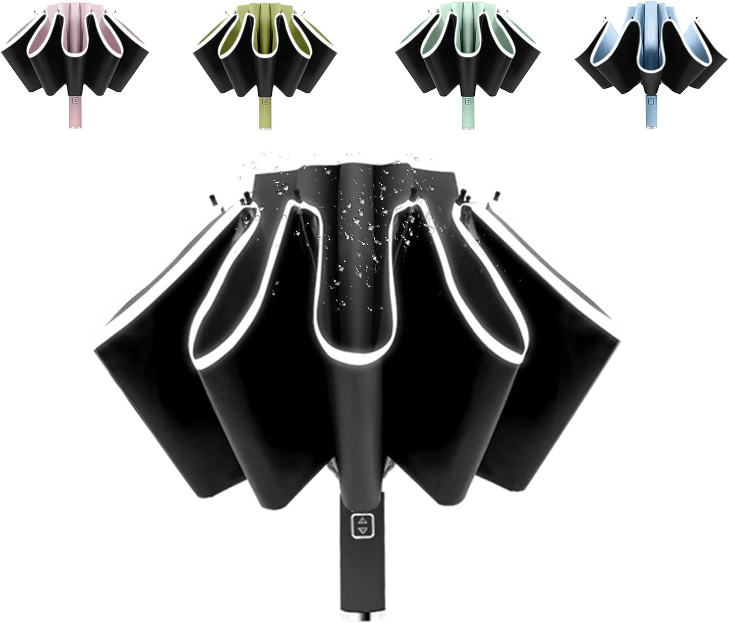 BAODINI Inverted UV Umbrella for Rain and Sun Medium Size UPF 50+ Rverse Compact Umbrella Auto Open Close