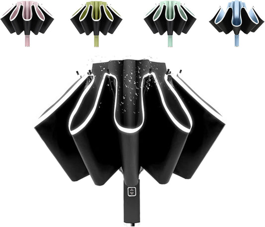 BAODINI Inverted UV Umbrella for Rain and Sun Medium Size UPF 50+ Rverse Compact Umbrella Auto Open Close