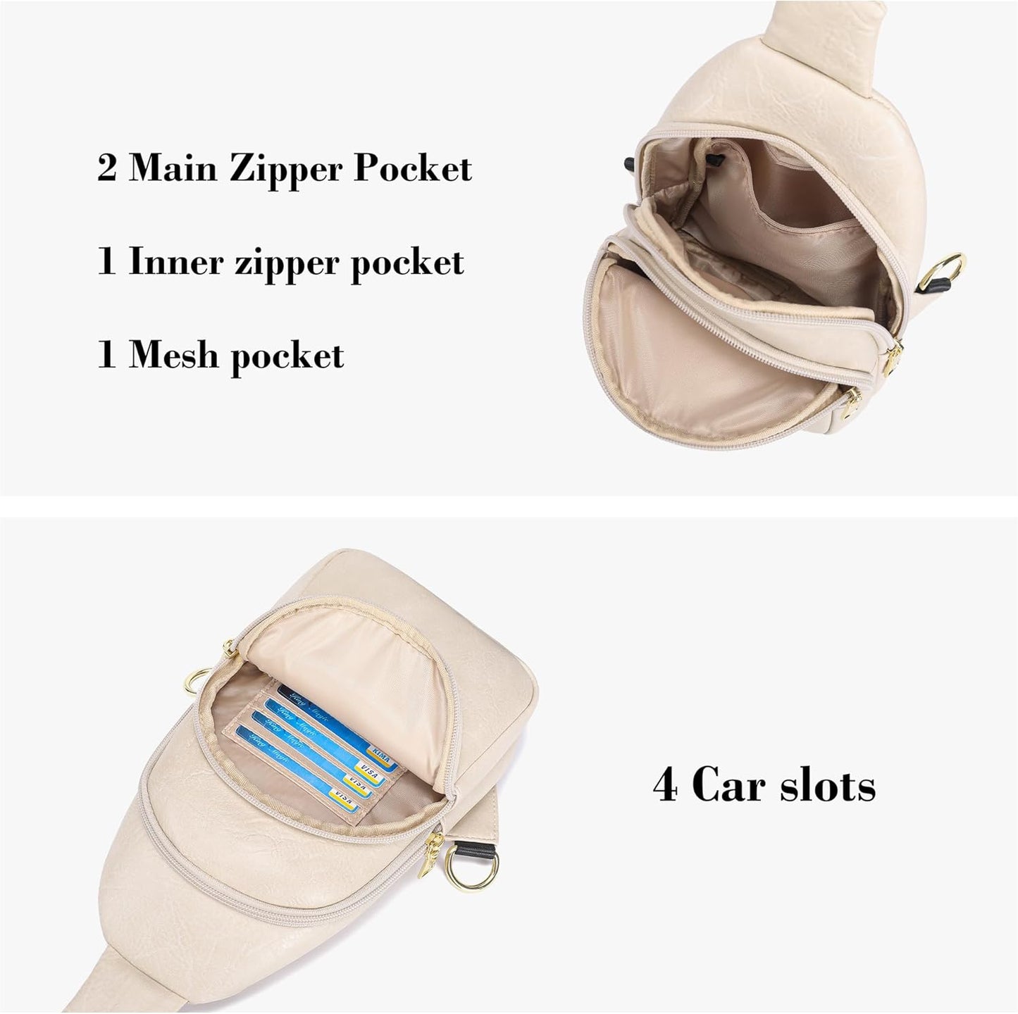 INICAT Crossbody Sling Bags Travel Cross Body Purses Faux Leather Fanny Packs Chest Bag for Women
