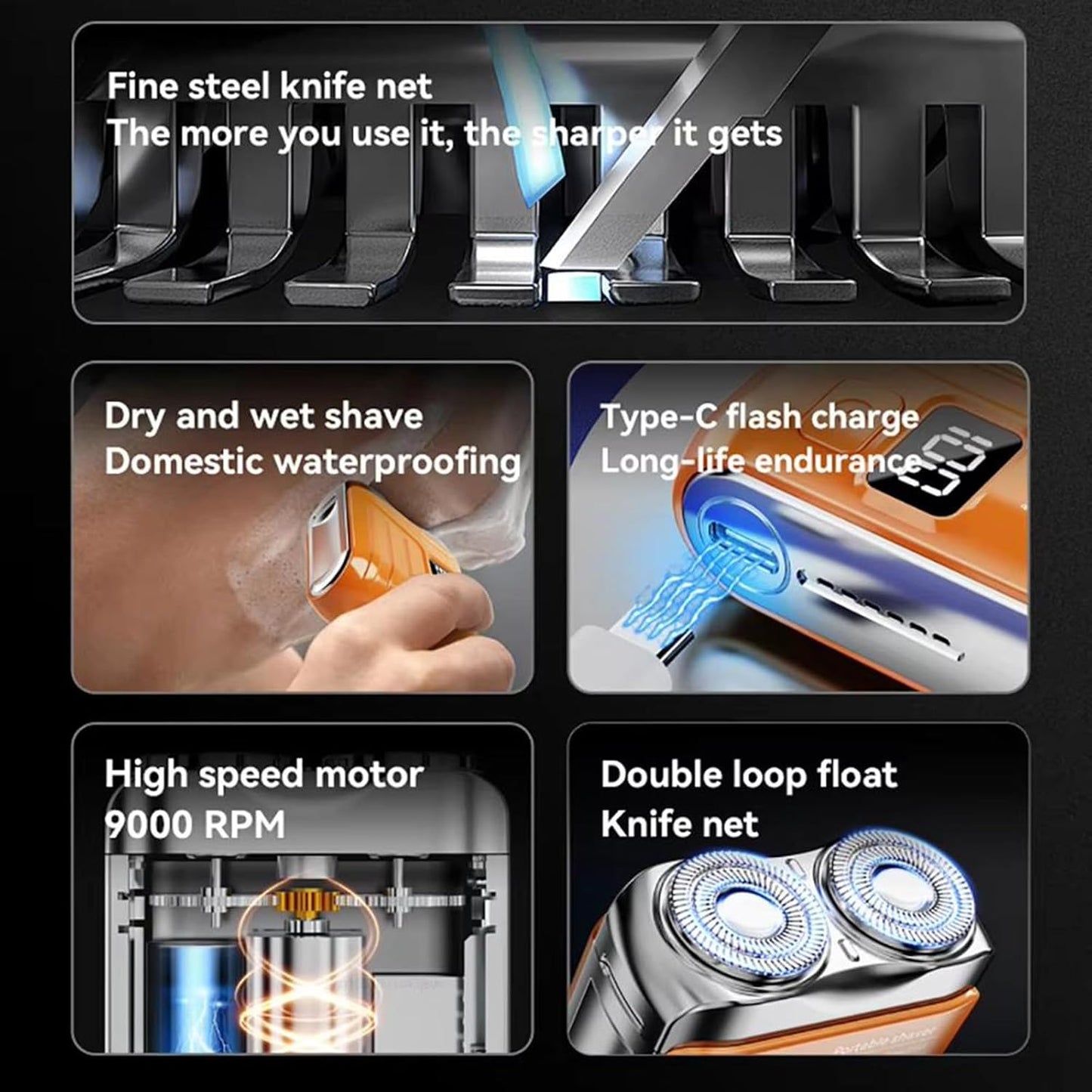 Portable Electric Shaver - LED Display Dual-Head Pocket Shaver, Mini USB Rechargeable Travel Razor, One-Button Operation, Long-Lasting Battery, for Home & Travel (Blue)