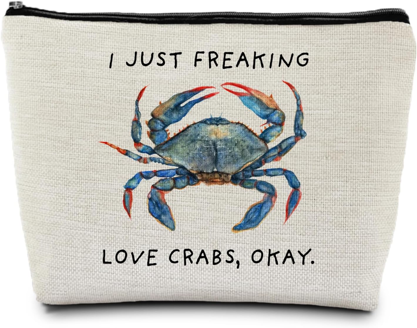 Beach Crab Makeup Bag, Crab Lovers Gift for Women, Coastal Beach Lover Cosmetic Makeup Bag, Ocean Crabs Pouch Purse