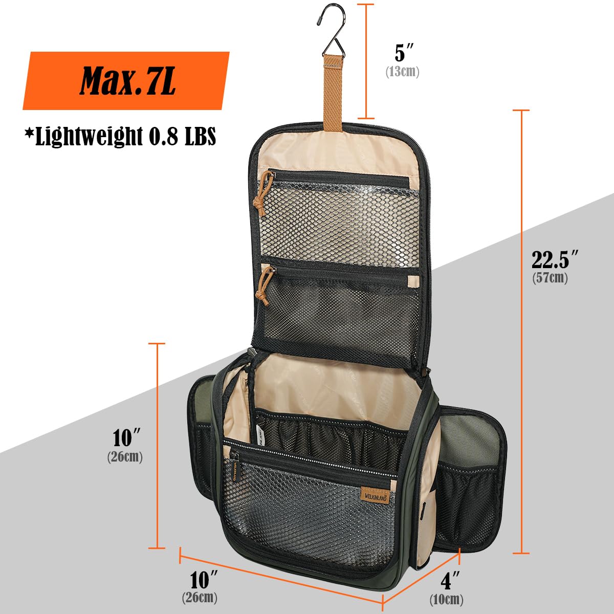 WELKINLAND 13-Pocket Hanging Toiletry Bag, Large Mens Toiletry Travel Bag