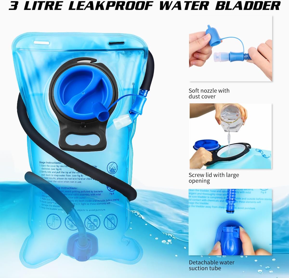 Hydration Backpack with 3L Water Bladder, Insulated Running Hydration Pack Hydropack, Lightweight