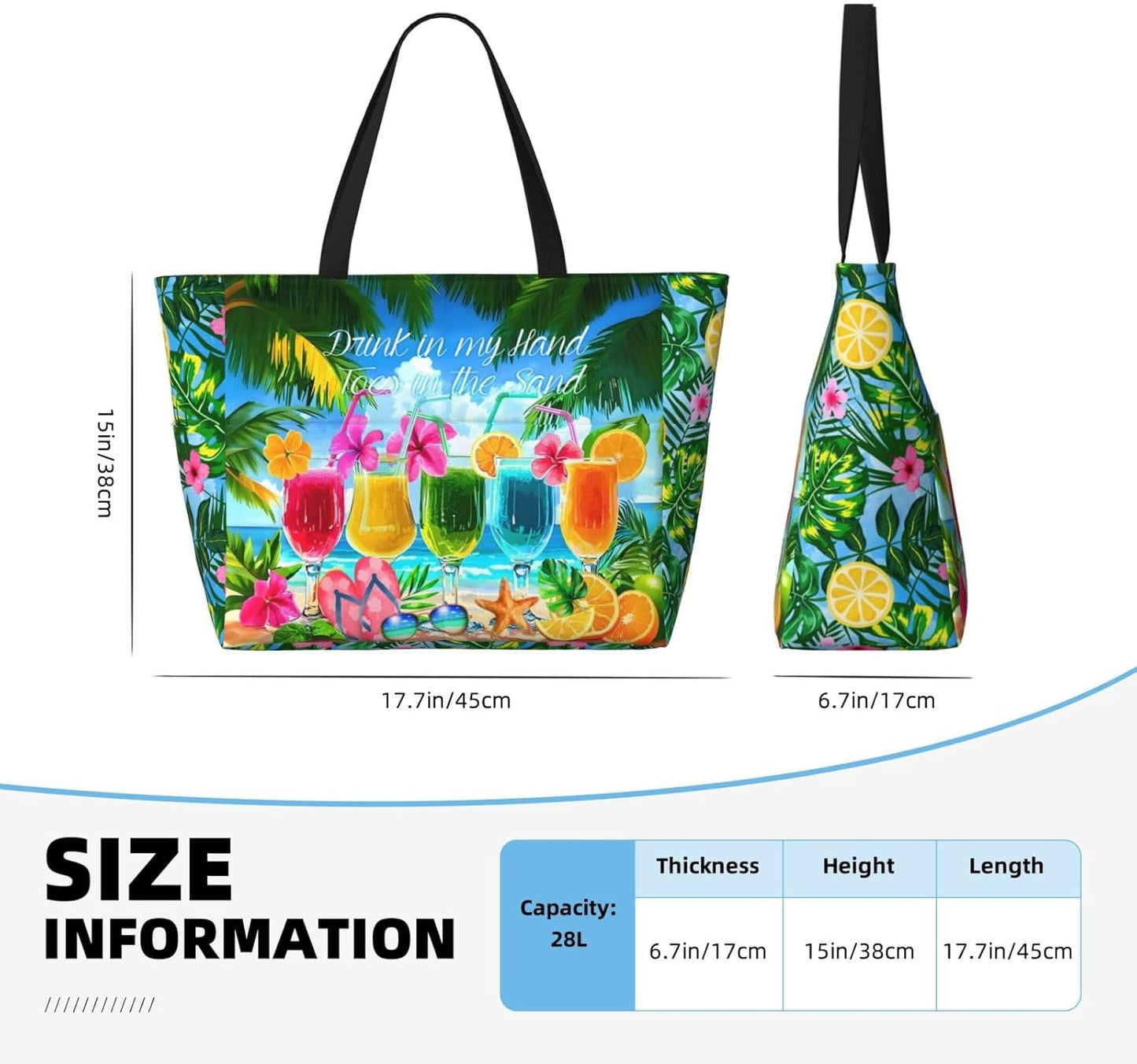 Large Beach Tote Bag Beach Bag Waterproof Sandproof Lightweight Women Tote