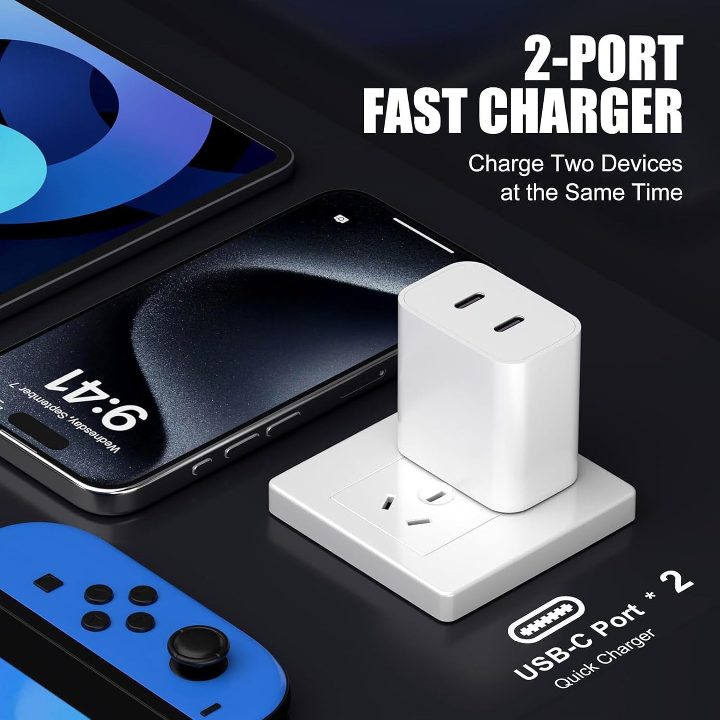 Charger for iPhone 17 16 15,Fast Dual Port USB C Charger Block,Double Type C Apple Wall Power Adapter Plug,10FT Quick USB C to C Charging Cable for iPhone 17/17 ProMax/17 Air/16 Pro/16e/15 Pro/15 Plus