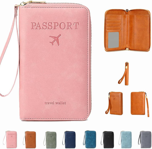 Similarbe RFID Passport Wallet,Similarbe Multi-Functional RFID Passport Wallet,Travel Wallet for Women Men - ID Card Organizer with Anti-Theft,Slim Leather Cover for Credit Cards,Cash (A)