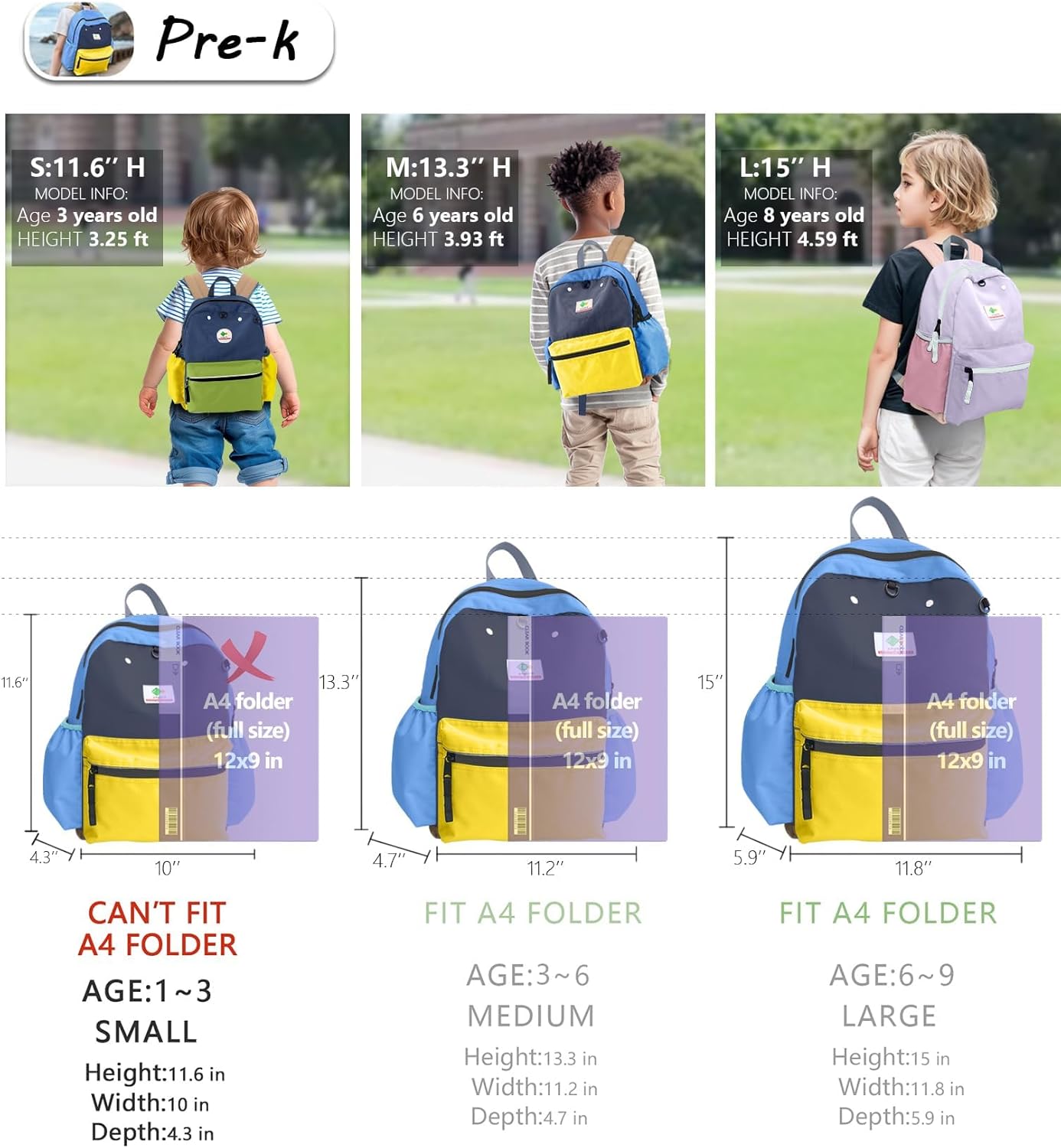 Preschool Toddler Backpack For Boys Girls, School Mini & Travel, Small Kids Child Backpacks, Kindergarten Elementary bag, 11.6" H