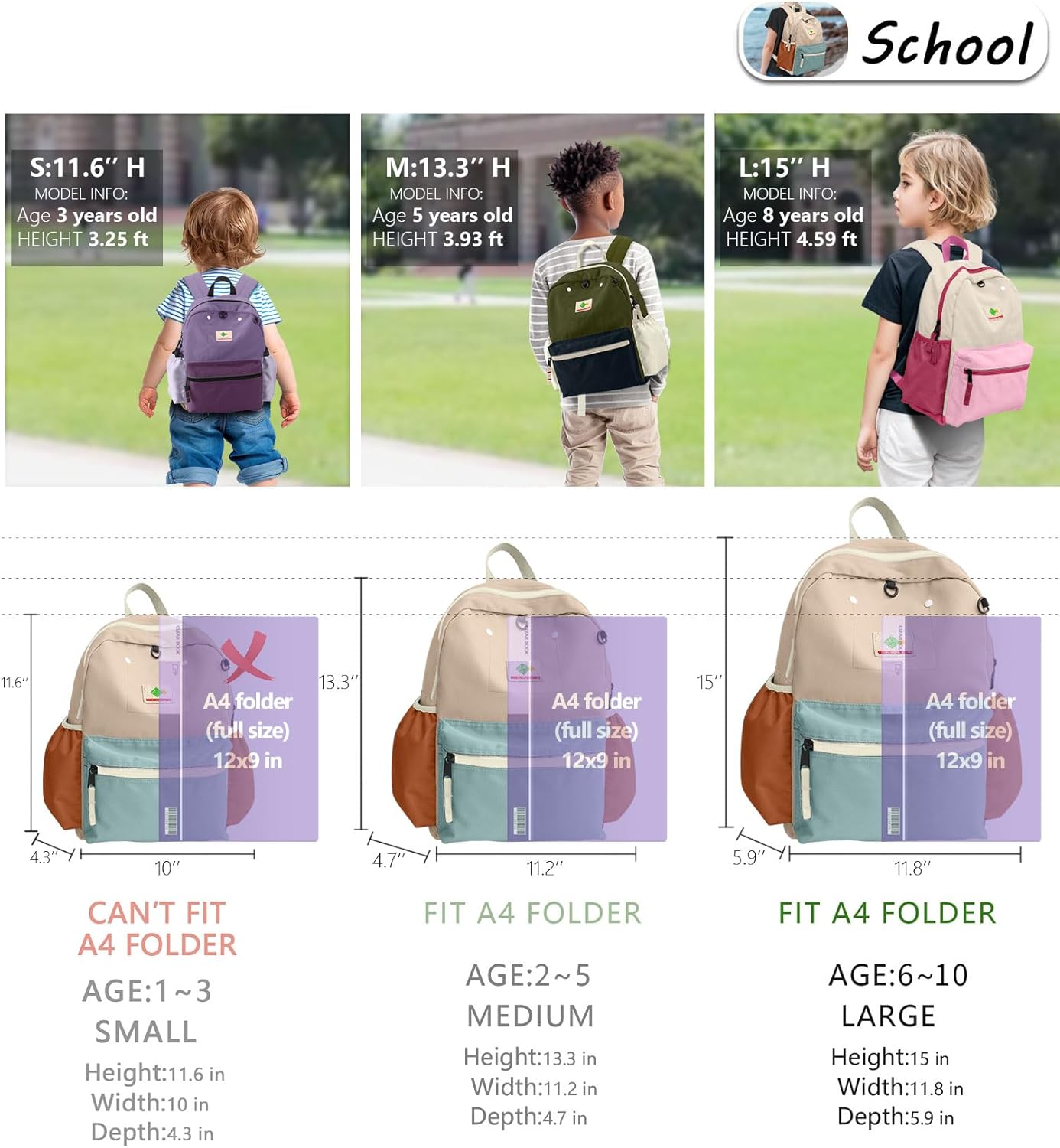 Kids Backpack for Boys Girls: Girls Backpack 6-10 - Kindergarten Elementary School Bookbag for Boy Girl