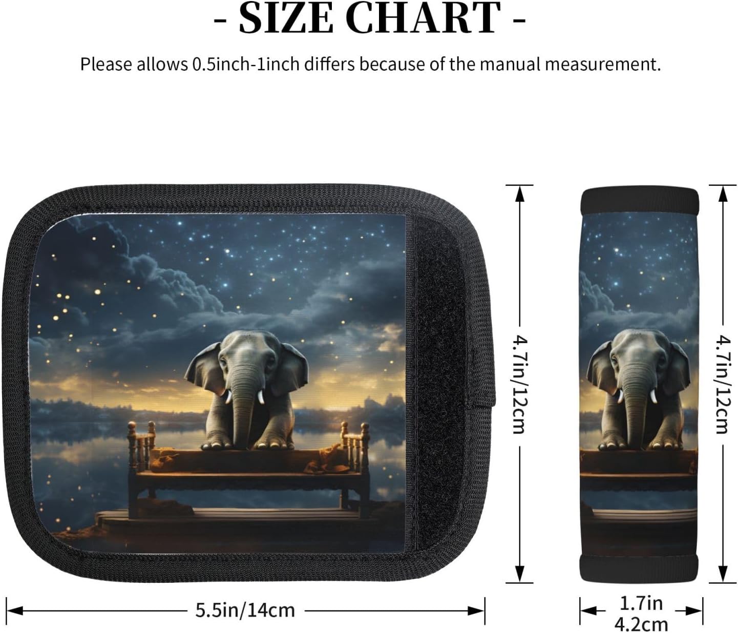 Luggage Handle Wraps Galaxy Sky Star Animal Elephant Luggage Identifiers Soft Neoprene Luggage Handle Wraps For Suitcase Trolley Handle Grip Cover 2 Pack Luggage Tags
