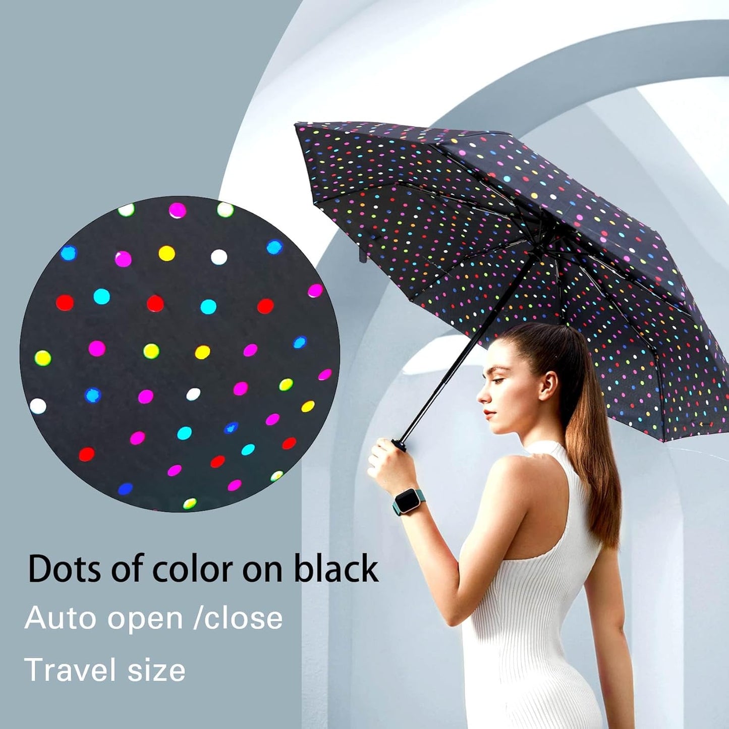 MRTLLOA 42/49 Inch Compact Windproof Travel Umbrella for Rain, Lightweight, Portable, Automatic, Strong, Waterproof Folding Umbrellas for Women, Men and Teenagers
