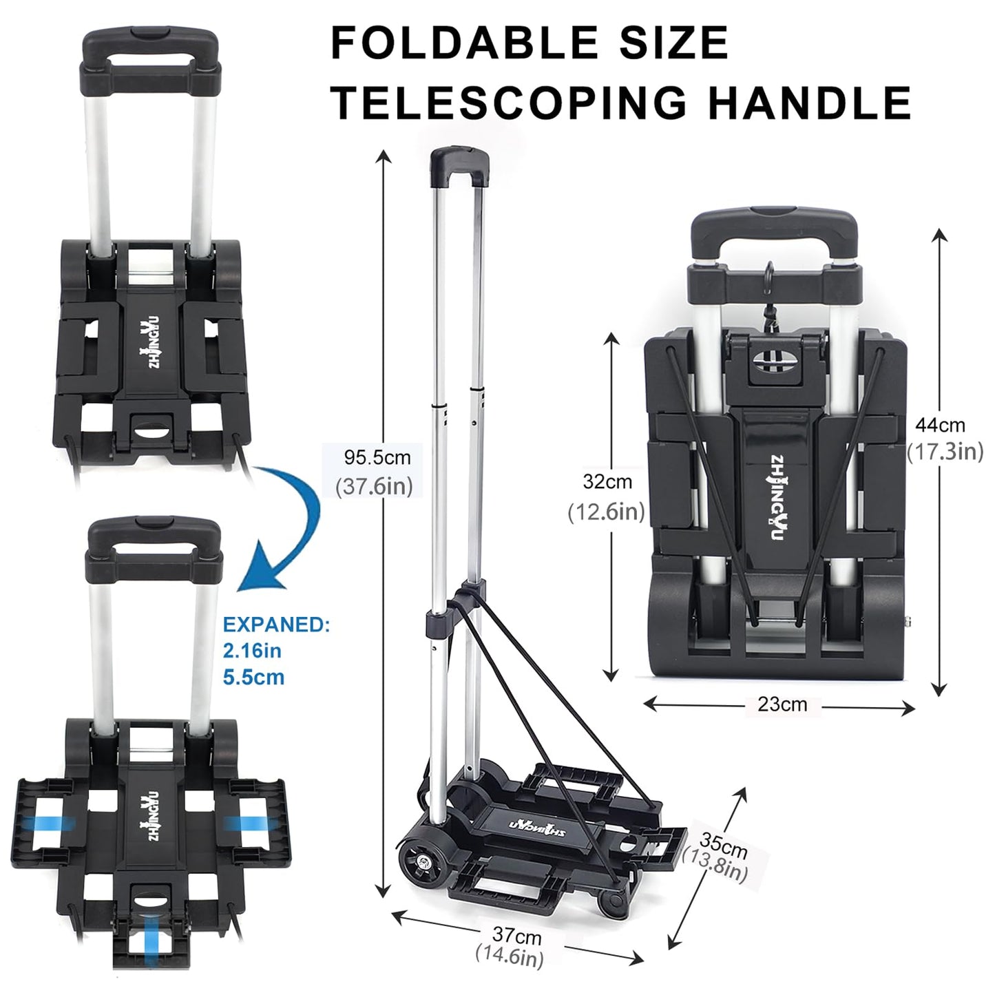 Folding Hand Truck Aluminum Trolley,Small Dolly, Foldable Hand Cart,