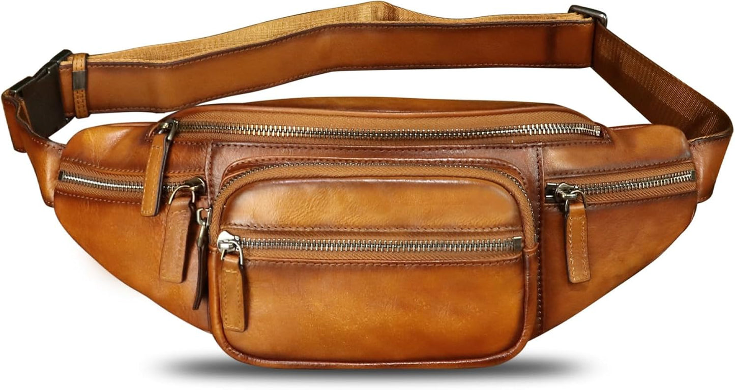 Genuine Leather Fanny Packs for Women and Men Waist Bag Vintage Hip Bum Bag Over Shoulder Crossbody