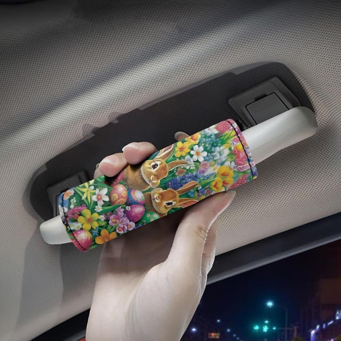 Rabbit Luggage Handle Wraps for Suitcase Egg Travel Accessories Set Handle Cover for Women Girls Luggage ID Tags Door Protector Grip Glove Easter Decor