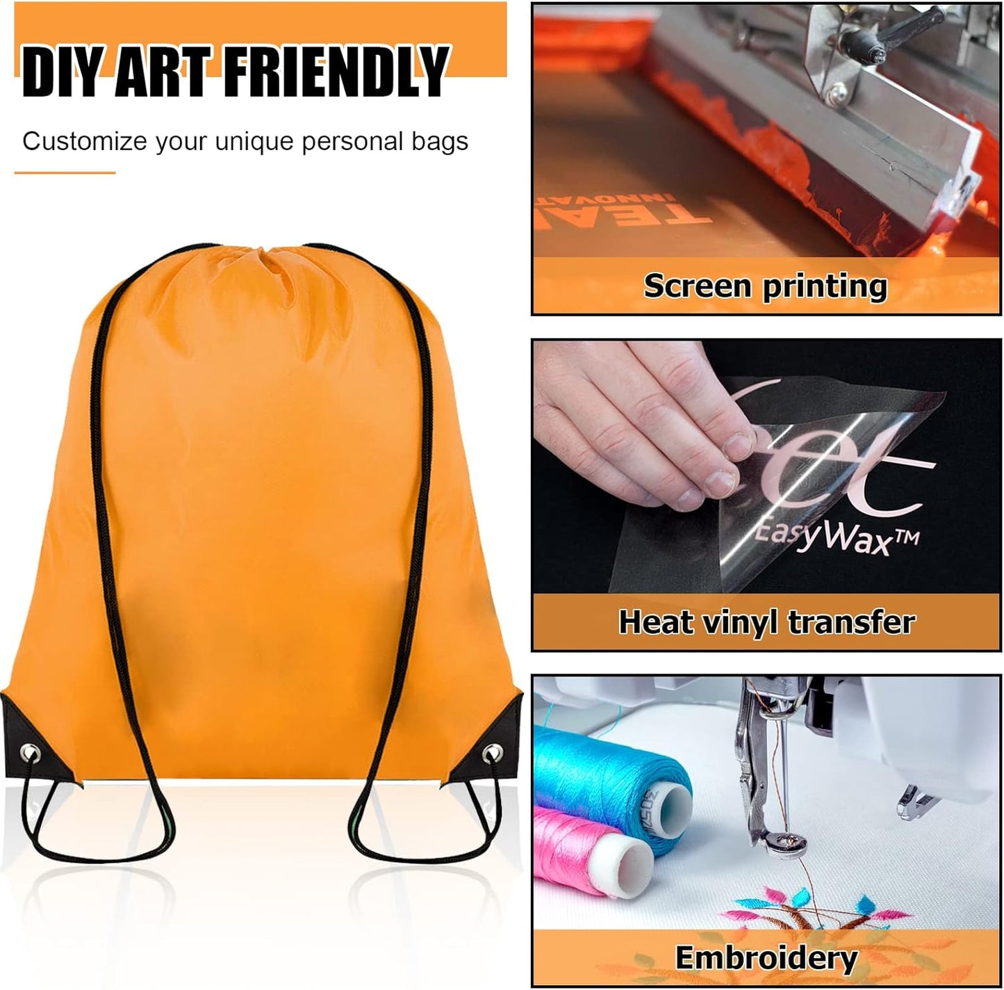 20 Pieces Drawstring Backpack Bulk Cinch Sackpack Ployster Drawstring Bags for Gym Party Trip(Orange)