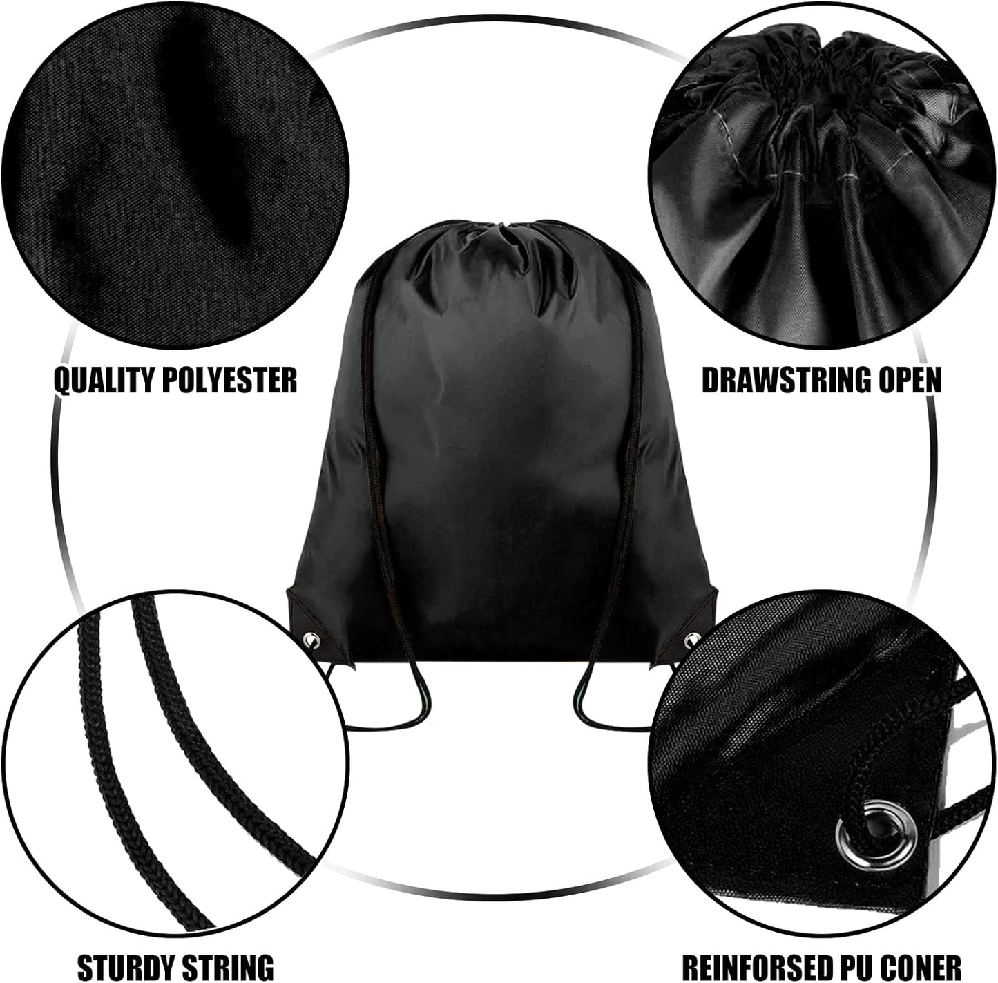 40 Pieces Drawstring Backpack Bulk Cinch Sackpack Ployster Drawstring Bags for Gym Party Trip(Black)