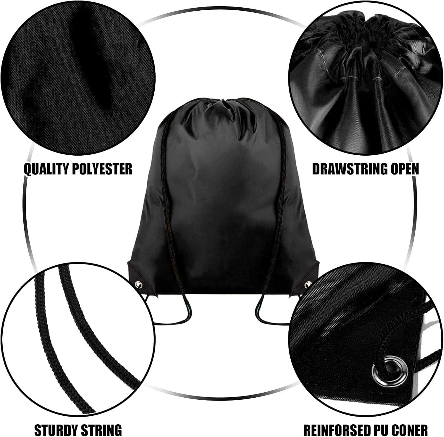 40 Pieces Drawstring Backpack Bulk Cinch Sackpack Ployster Drawstring Bags for Gym Party Trip(Black)
