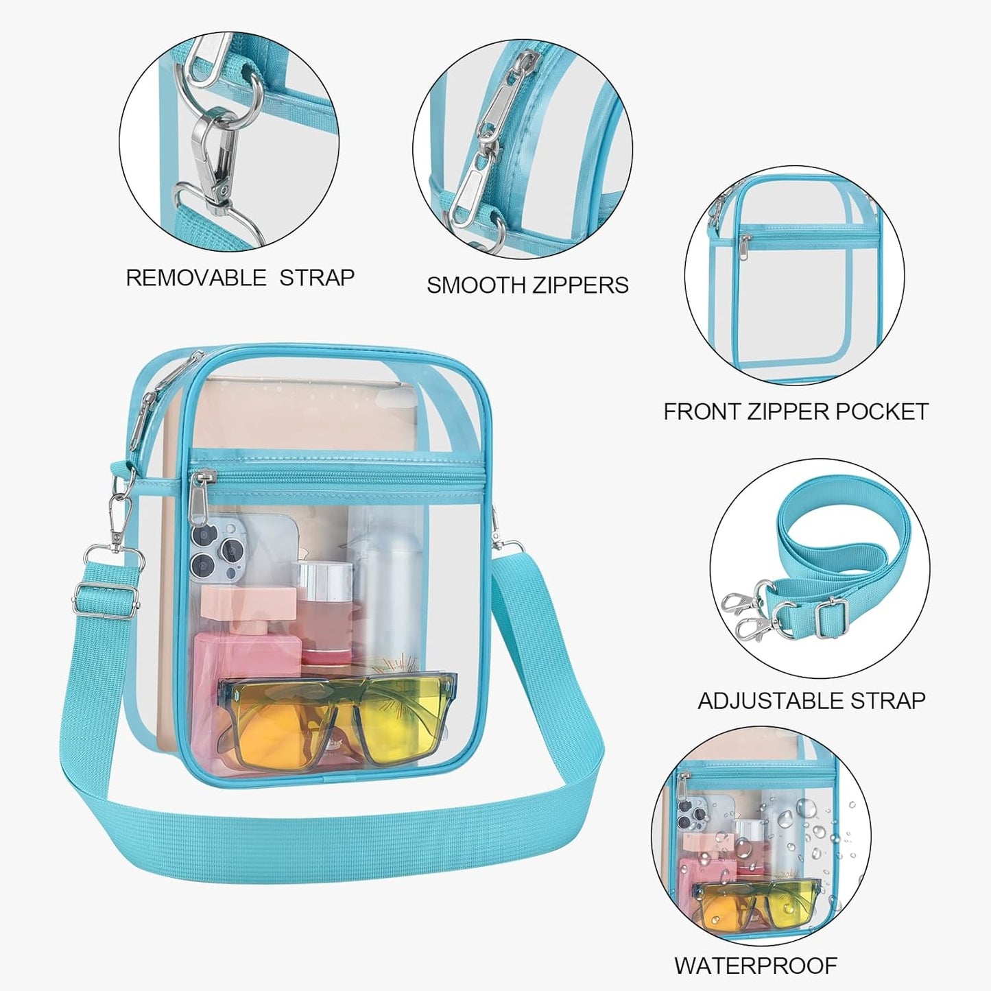 USPECLARE Clear Purse Stadium Transparent Messenger Bag Stadium Approved for Men and Women Clear CrossBody Bag
