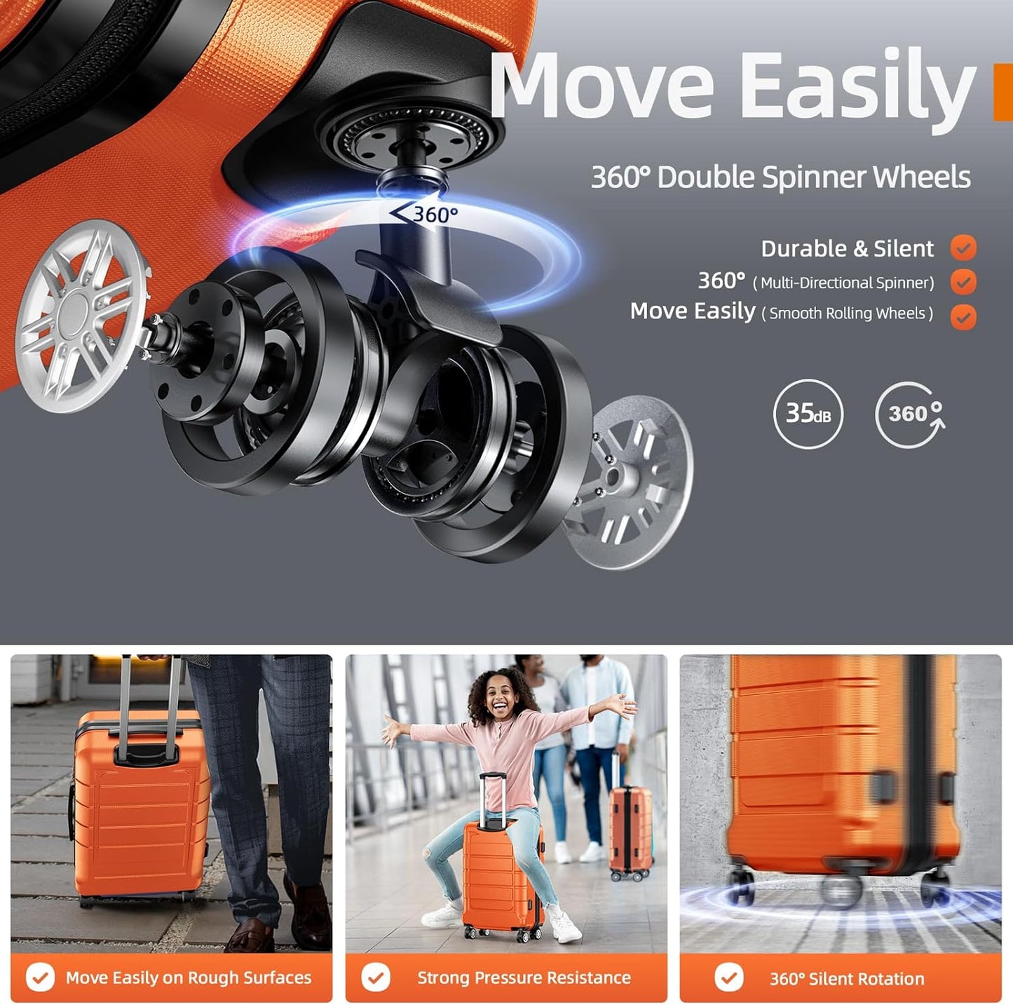 SHOWKOO Luggage Sets Expandable PC+ABS Durable Suitcase Sets Double Wheels TSA Lock 4 Piece Luggage