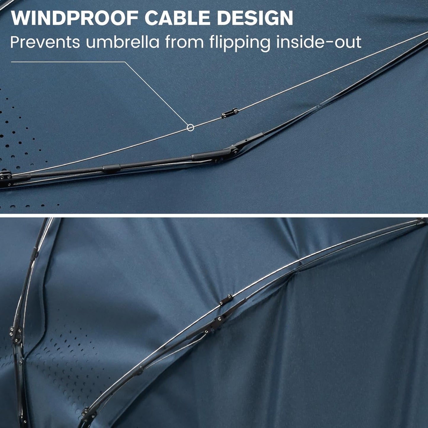 G4Free Windproof Travel Umbrellas for Rain 46inch Double Canopy Automatic Compact Umbrella with Strong Fiberglass Frame and Windproof Cable
