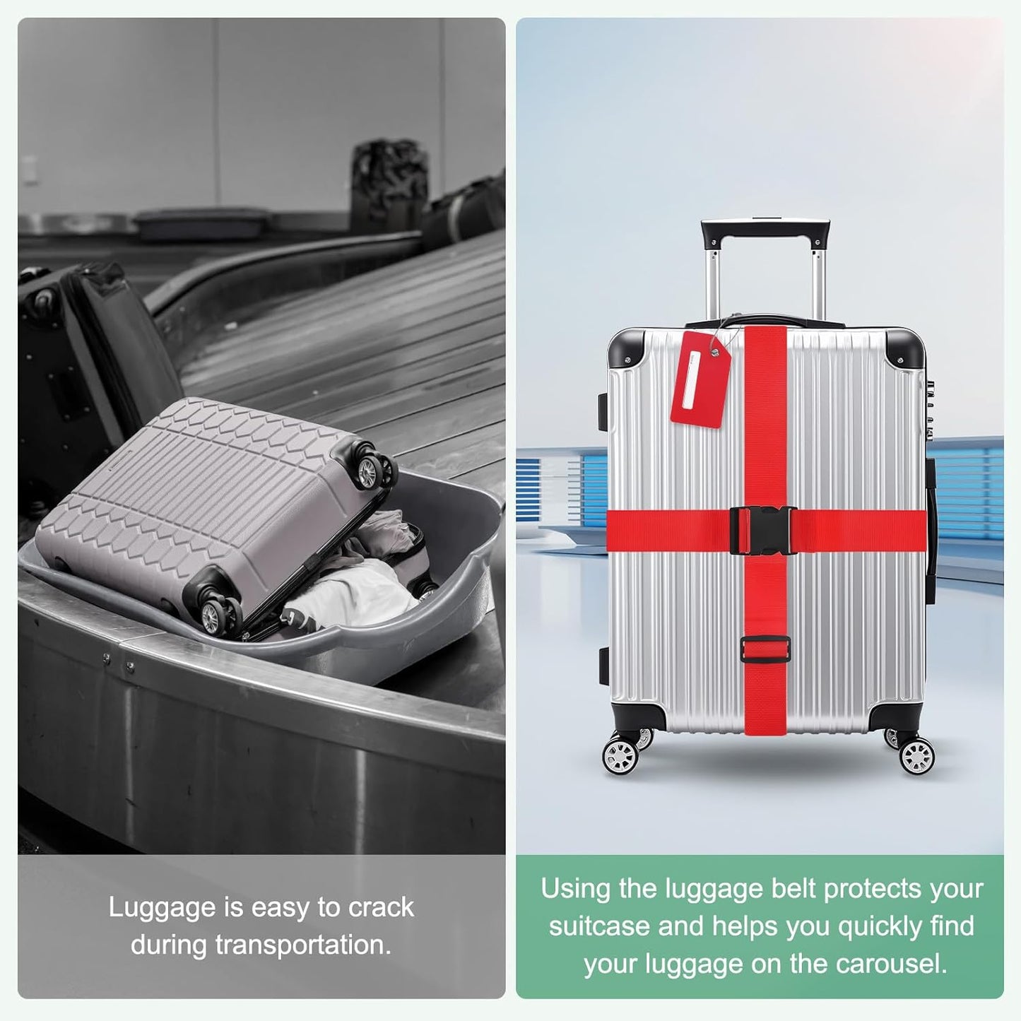4-Sets Luggage Straps TSA Approved, Travel Straps for Luggage Suitcase Tags Set, Adjustable