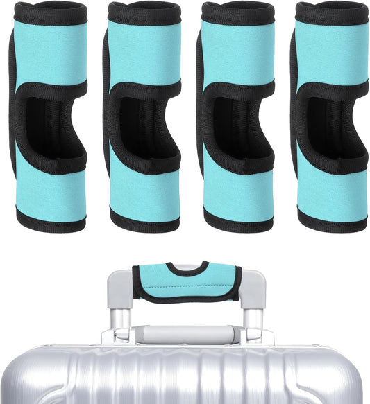 uxcell Luggage Handle Wrap, 4 Pcs Hollow Neoprene Handbag Grip Cover Protector Luggage Identifiers Suitcase Handle Wraps for Luggage Suitcase Travel Bags, Cyan