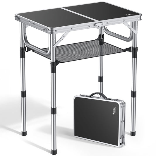 Anbte Folding Camping Table, 24"X 16" Adjustable Height Small Folding Table