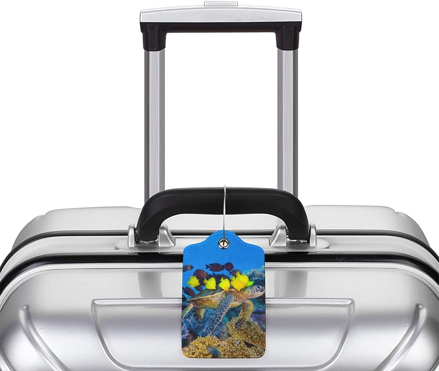 2 Pcs Luggage Tag for Suitcase Sea Turtle Cute Unique Leather Luggage Tags Identifiers Privacy Cover Id Label with Stainless Steel Loop for Women Men Boys Girls Travel(sea Turtle)