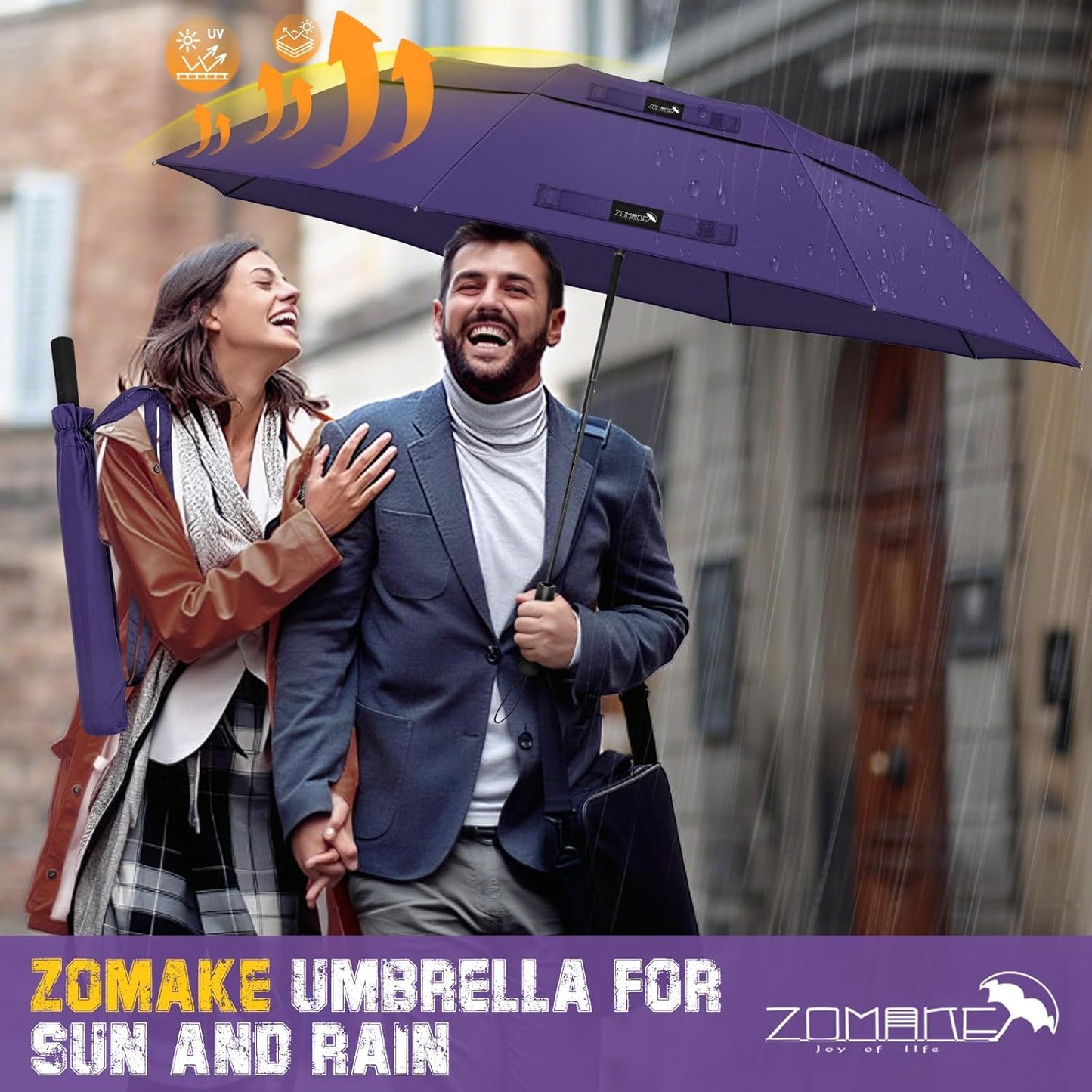 ZOMAKE Compact Golf Umbrella 42/54/62 Inch,Large Golf Umbrellas Windproof Automatic Open Portable Collapsible Travel Umbrella for Men Women