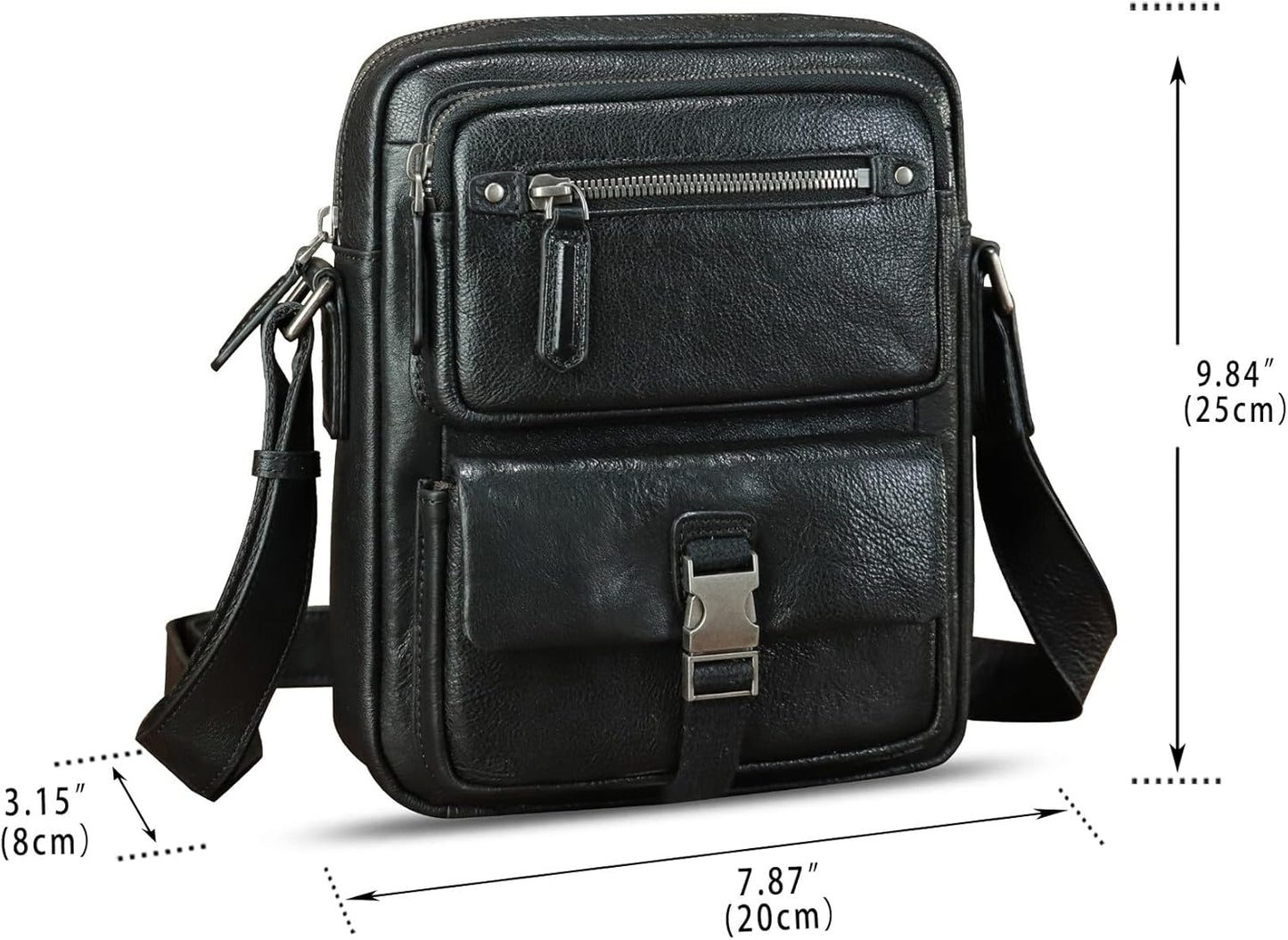 IVTG Genuine Leather Purse and Messenger Bag for Men Fashion Leather Shoulder Bags Briefcase Crossbody Satchel Bag with Strap