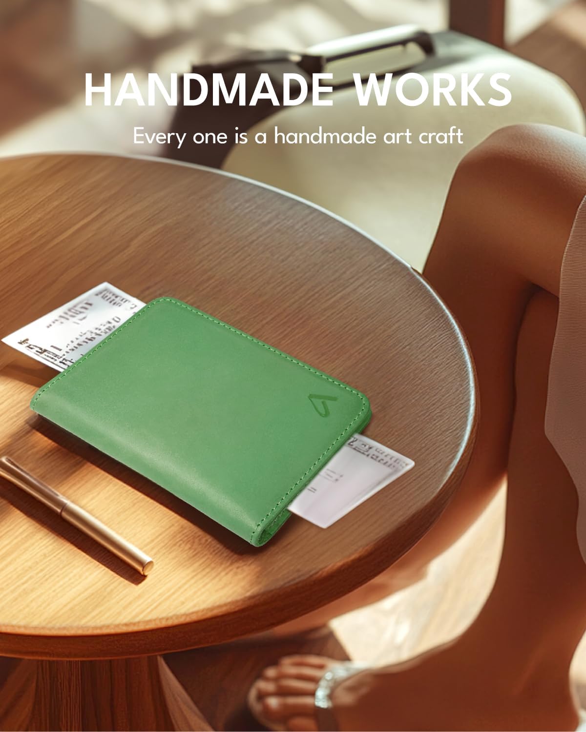 ALLIVE Passport Holder for Travel, Genuine Leather Passport Holder Women Men,Passport Cover Wallet,Travel Must Haves Airport Essentials Travel Gifts Green