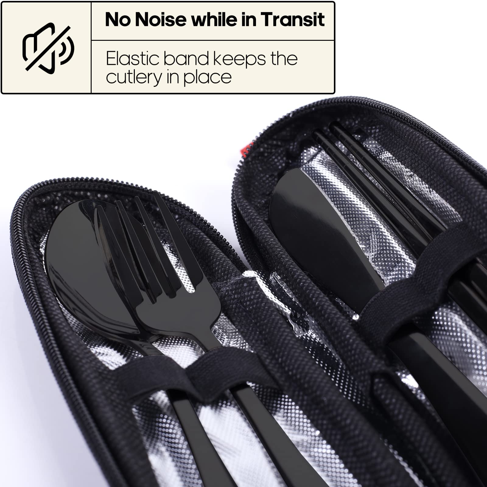 Travel Utensils with Case, Quatish Portable Silverware Set for Work, Stainless Steel Reusable