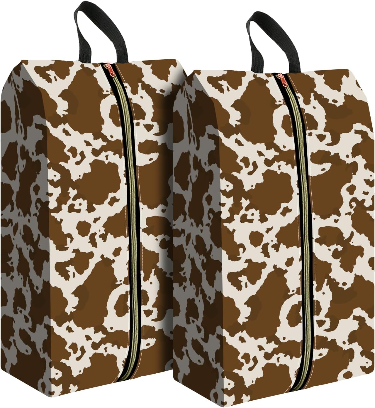 2pcs Shoe Organizer for Travel, Packing Shoe Travel Bags, Cute Shoe Bag with Zipper & Handle, Portable Travel Essentials for Women and Men Brown Leopard
