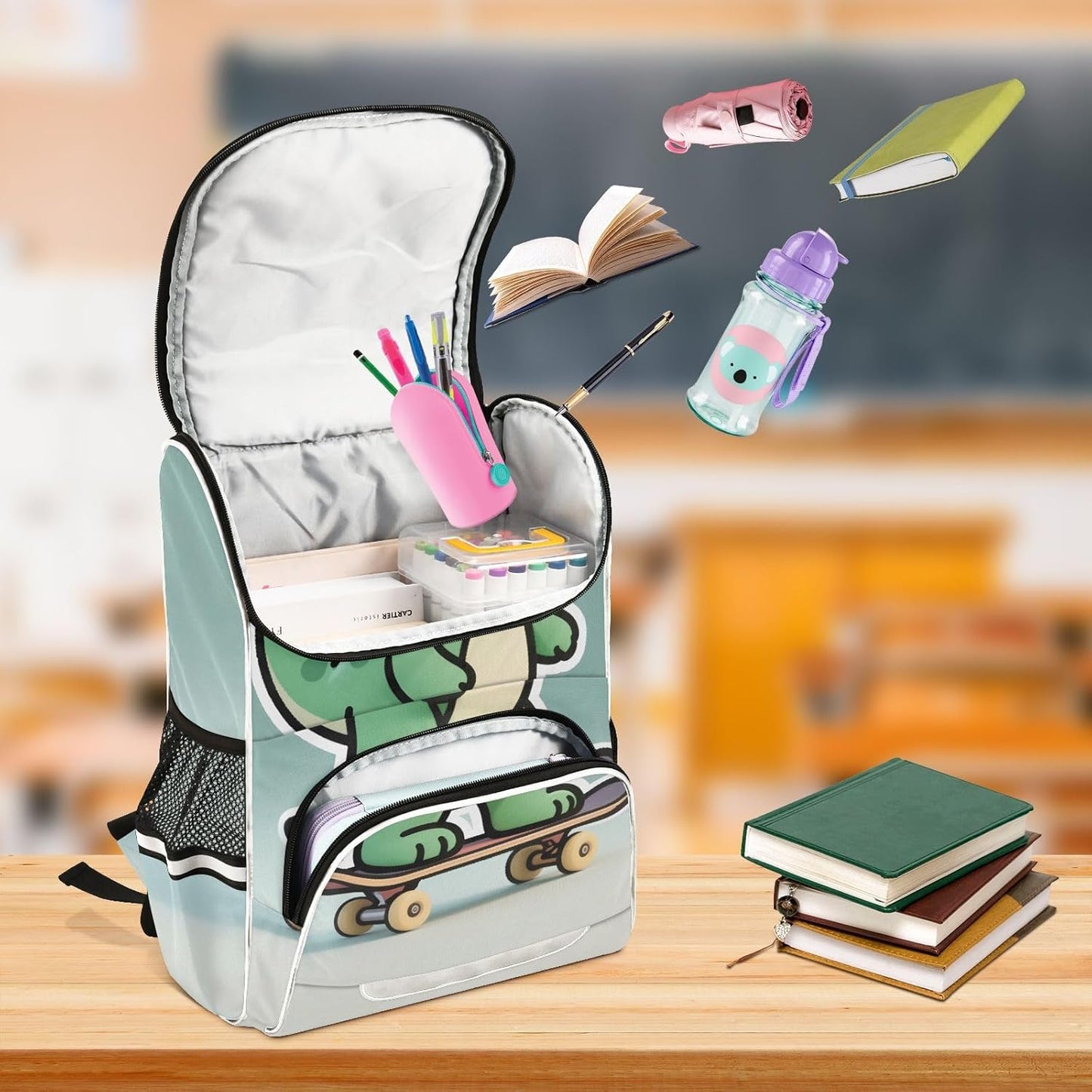 Dinosaur Skateboard Cute Backpack For Girls Kids Backpack Boys Teen School Bag Bookbag Travel Daypacks