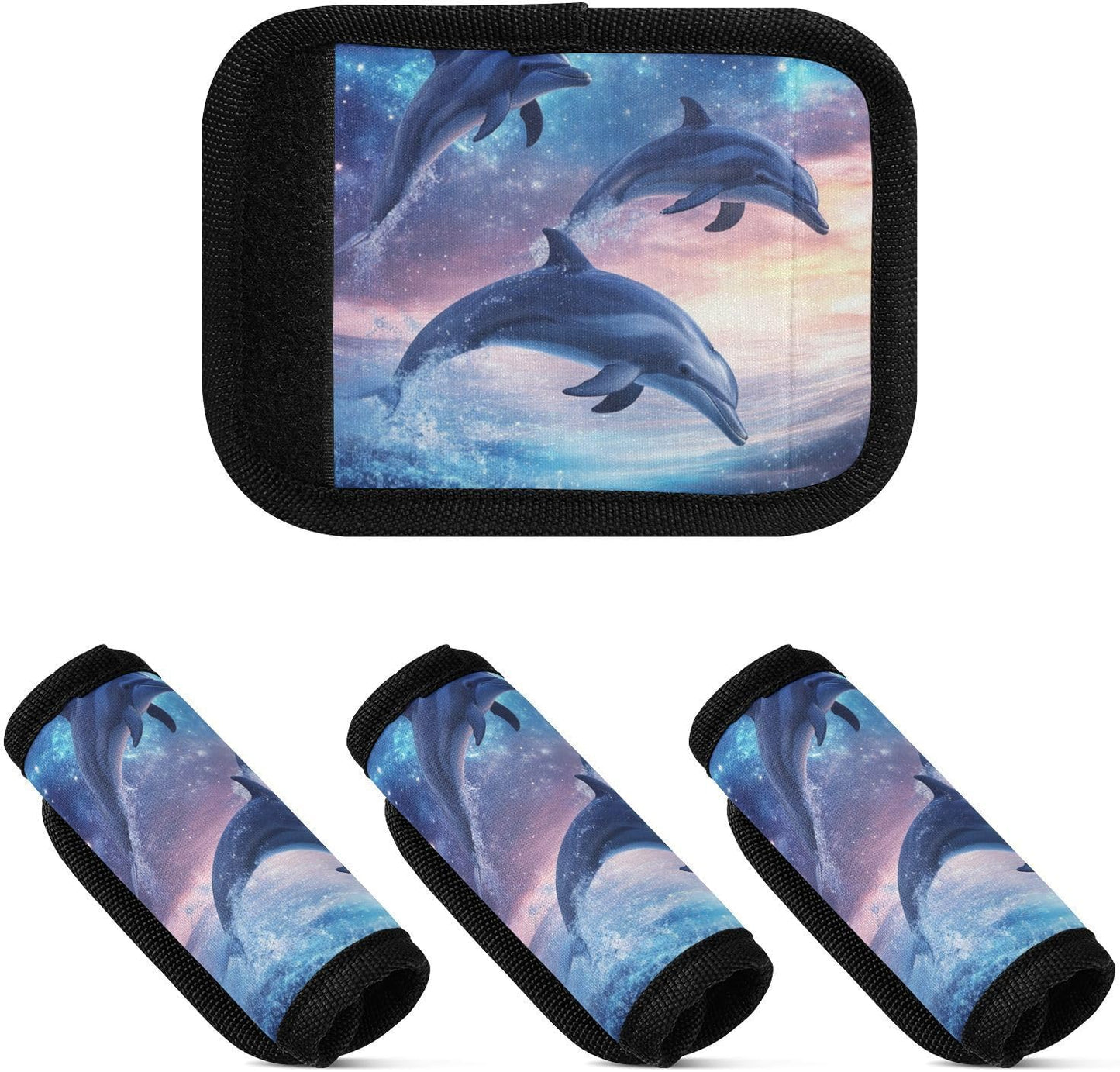 Lovely Dolphins Shine Blue 2 Pack Luggage Handle Wraps Covers for Suitcase Identifiers Bag Tags Travel Accessories