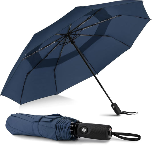ZOMAKE Travel Umbrella Windproof 45 Inch, Small Umbrella Compact Portable Collapsible for Rain, Automatic Folding Lightweight Packable Paraguas for Women Men