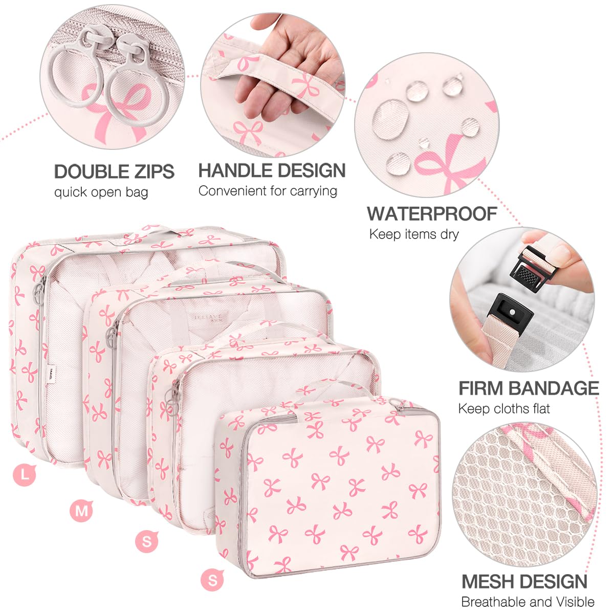 8 Set Packing Cubes for Suitcases,Suitcase Organizer with Shoe,Cosmetics,Clothing, and Accessories