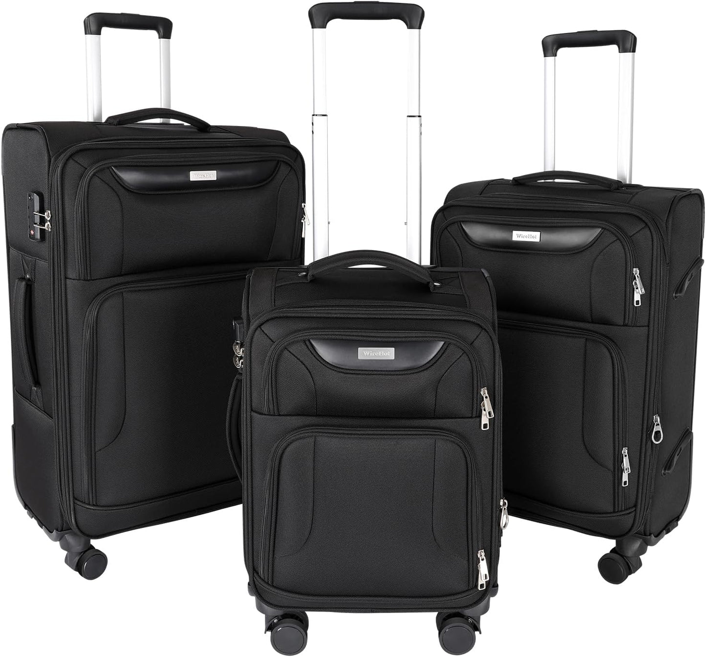 3-Piece Softside Expandable Luggage Set with Front Open Pocket, Lightweight and Durable Oxford