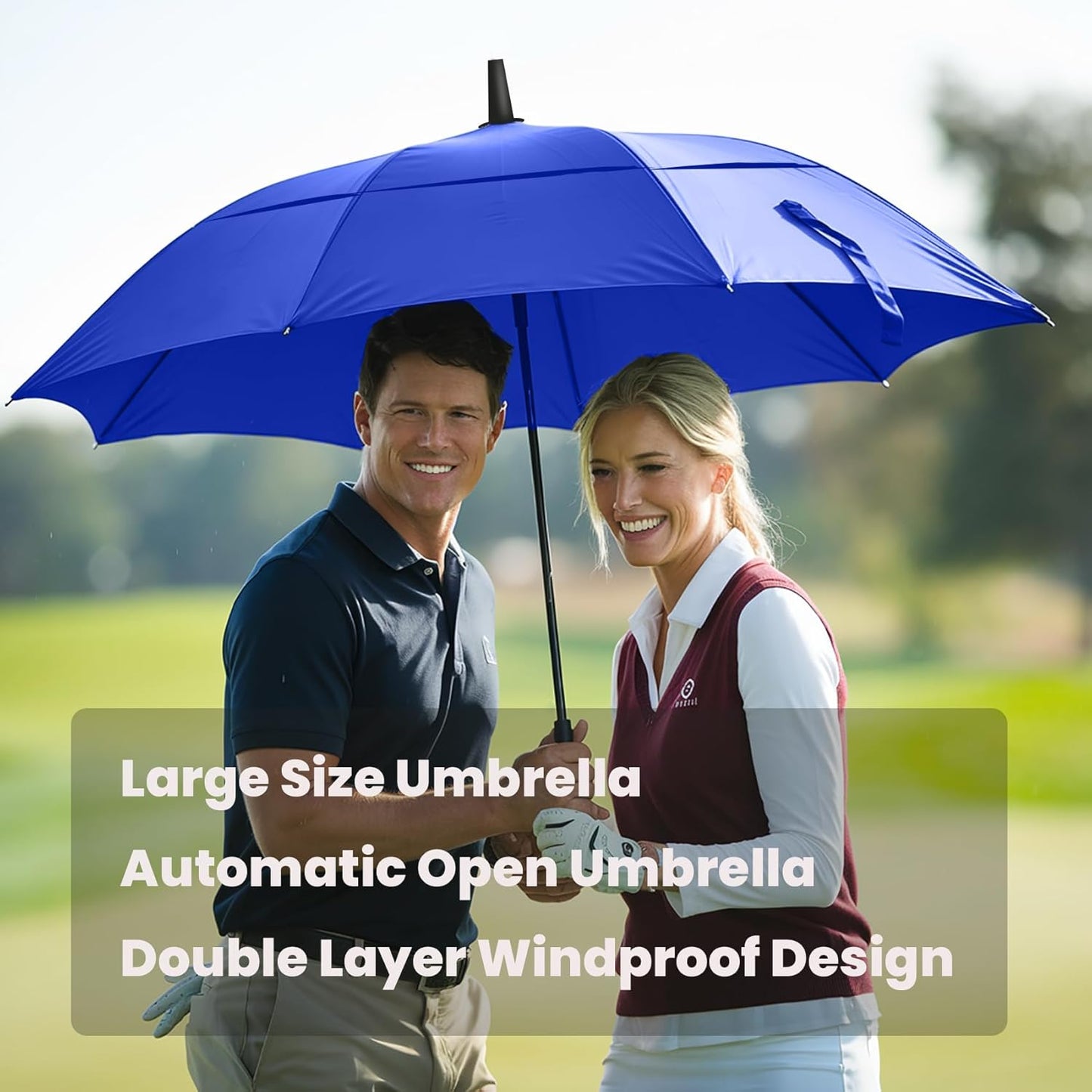 MRTLLOA Extra Large Golf Umbrella, 54/62/68/72 Inch Automatic Open, Oversize Double Canopy Vented Windproof Waterproof Sports Umbrellas for Rain