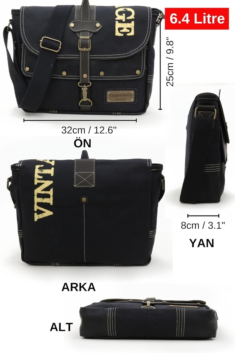 Antiochia 4046 Messenger Bag, Leather Detailed Shoulder Laptop Bag, Unisex Style for Daily, Travel