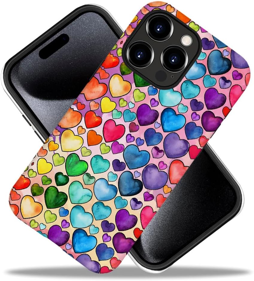 SEized Case Compatible with for iPhone 16 Pro,Colorful Heart Lovely Cute Pink Phone Case for Girl Women Boy Men,Durable Protection Phone Case for iPhone 16 Pro