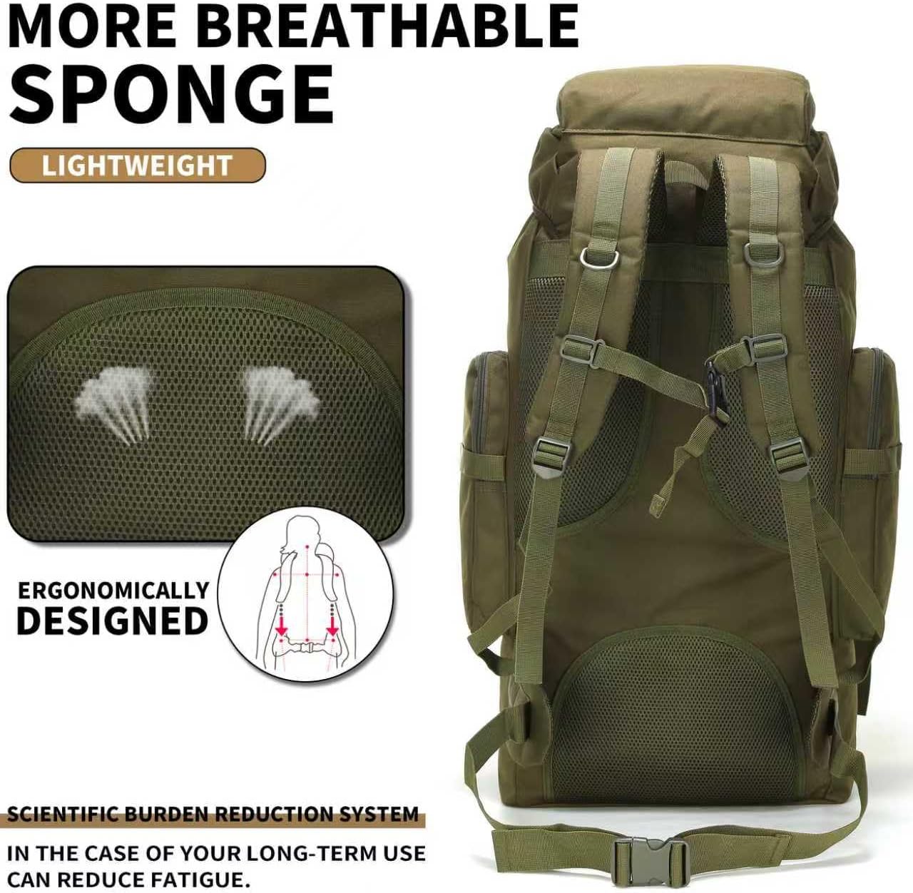 Hiking Backpack for Men 70L/100L Camping Backpack Military Rucksack Molle 3 Days Assault Pack for